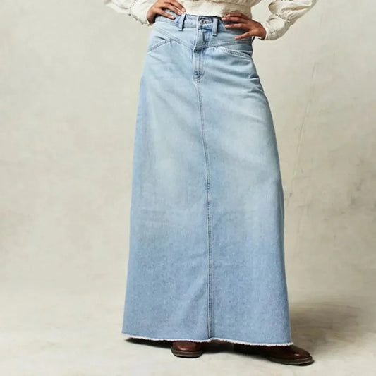 Women's High Waist Straight Denim Skirt - Fashinoza