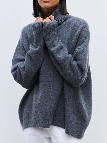 Women's Oversized Turtleneck Sweater Hip Length Cozy - 
Fashinoza
