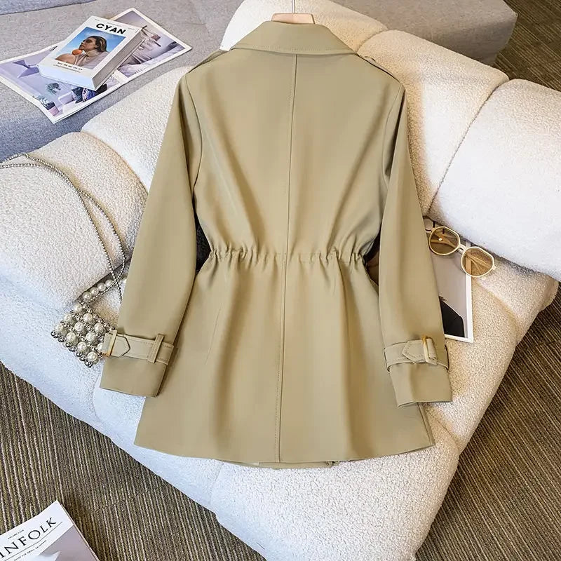Women's Cotton Trench Coat Mid-Length Beige
