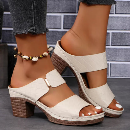 Women's Arch Support Flat Sandals Block Heel