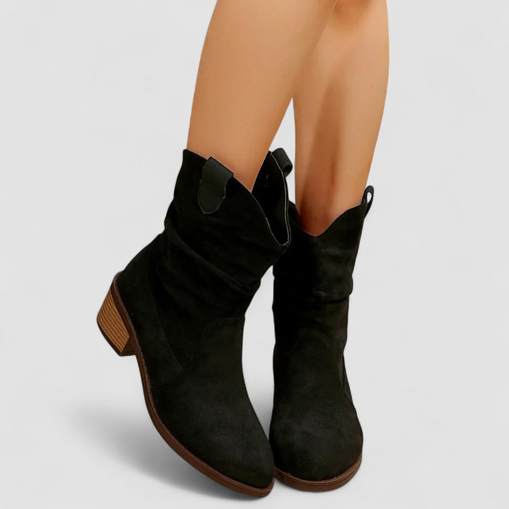Women's Mid Calf Block Heel Boots