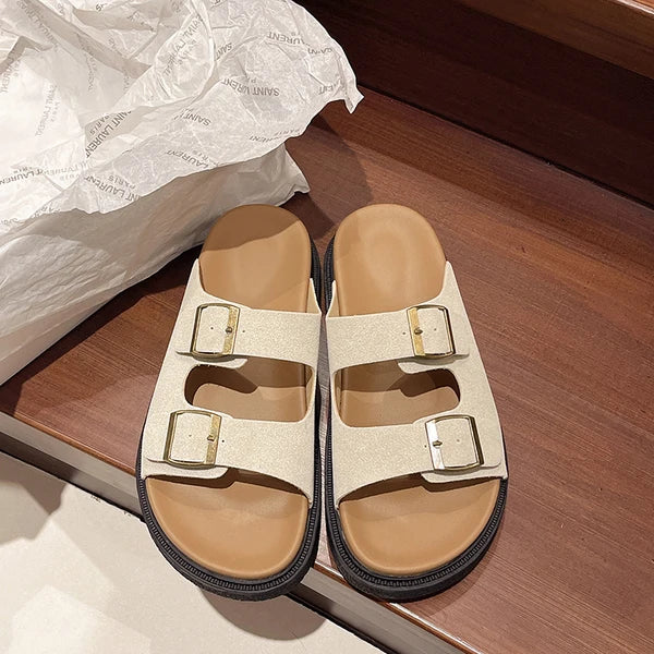 Solange Women's Buckle Sandals Cushioned Slip-On