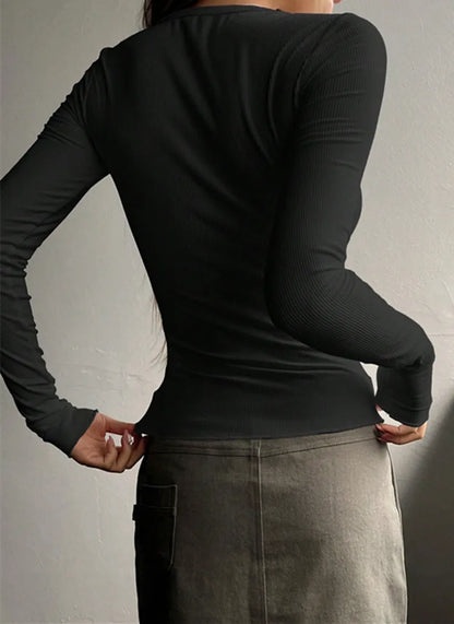 Women's Ribbed Henley Summer