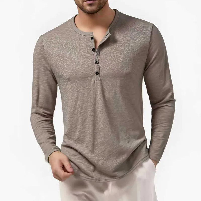 Vivana Women's Long Sleeve Henley Cotton Shirt