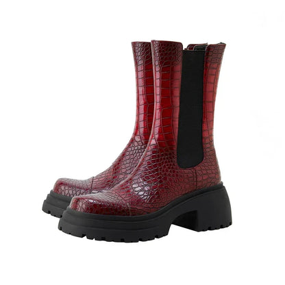 Women's Platform Boots Elastic Sides