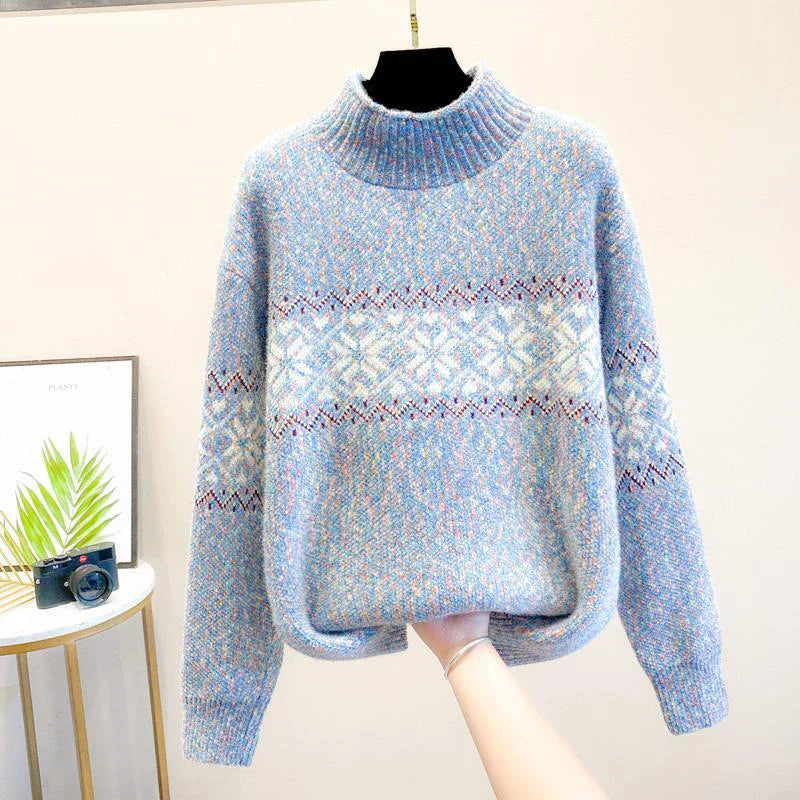 Women's Snowflake Knit Sweater - Fashinoza