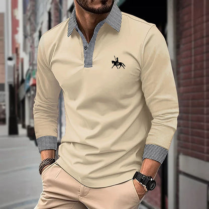 Men's Long Sleeve Slim Fit Polo Shirt