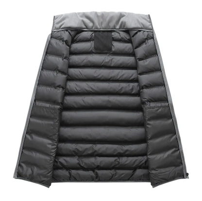 Men's Down Vest Sleeveless Zipper Windproof Solid Black