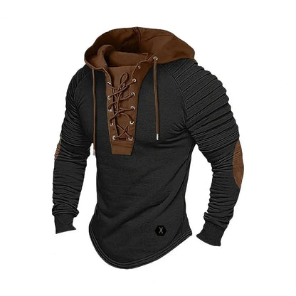 Men's Slim Fit Lace Up Hoodie Casual Cotton Comfortable - 
Fashinoza