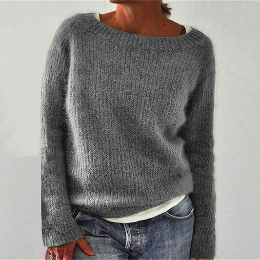 Women's Cozy Knit Sweater Loose Fit Pullover - Fashinoza