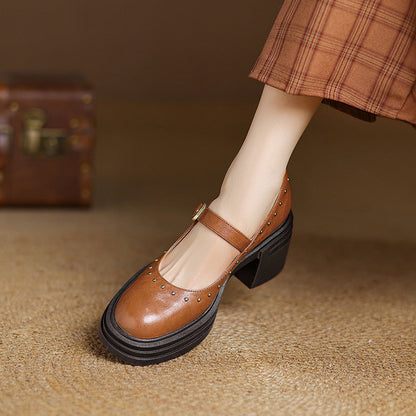Reva Genuine Leather Heels