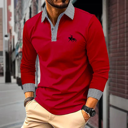 Men's Long Sleeve Slim Fit Polo Shirt