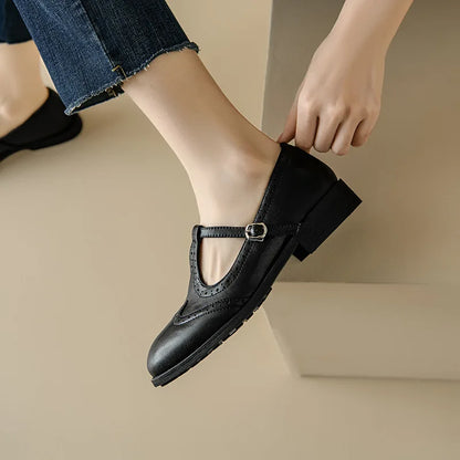 Vivian Women's Mary Jane Shoes Low Block Heel Buckle