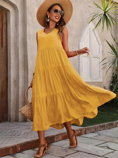 Women's Maxi Dress Layered Skirt