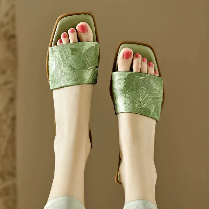 Women's Floral Sandals Square Toe