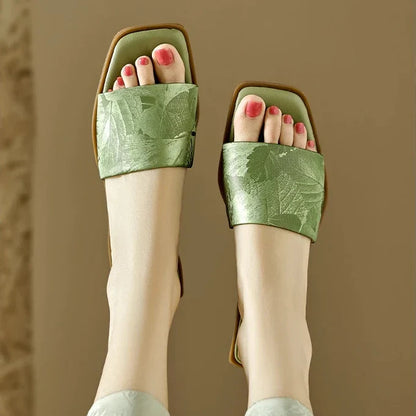 Women's Floral Sandals Square Toe