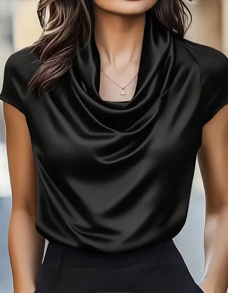 Women's Cowl Neck Satin Shirt