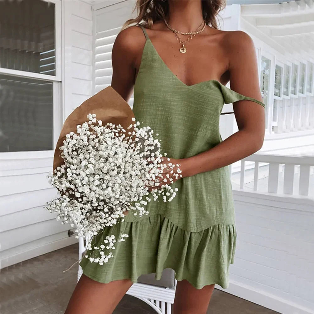 Riyana Women's Linen Ruffle Dress