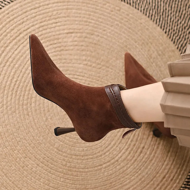 Women's Pointed Toe Ankle Boots Slim Heel