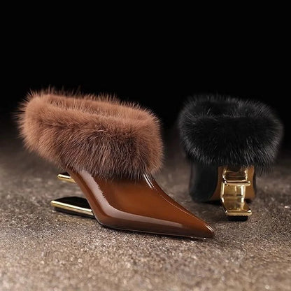 Women's Furry High Heels - 
Fashinoza