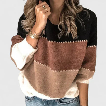 Women's Striped Colorblock Knit Sweater