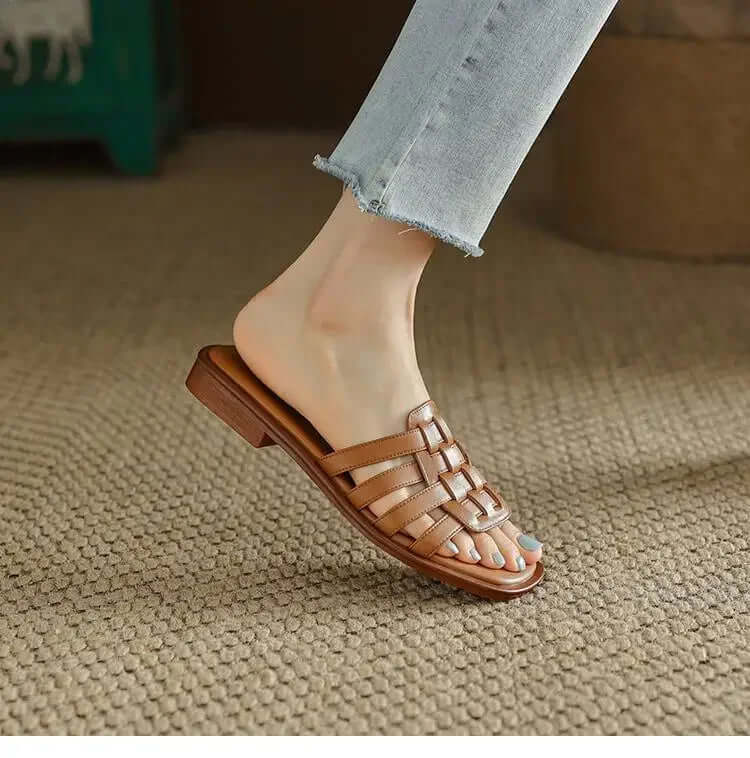 Sasha Women's Leather Flat Slides