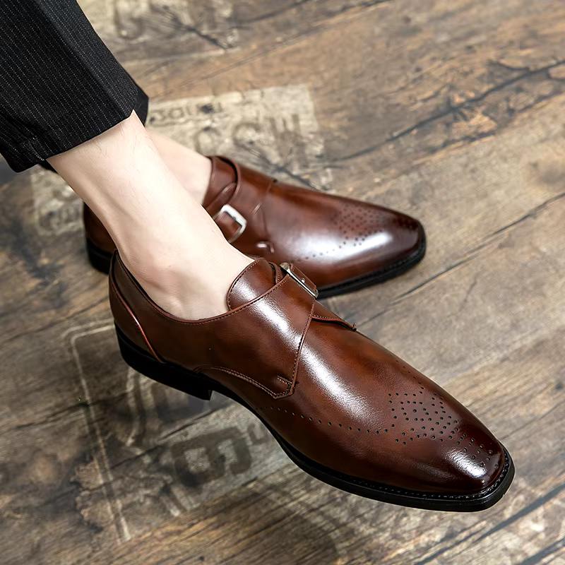 Men's Dress Shoes Single Strap Buckle