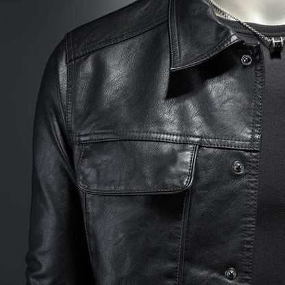 Men's Stand Collar Jacket Cotton Snap Front Chest Pockets