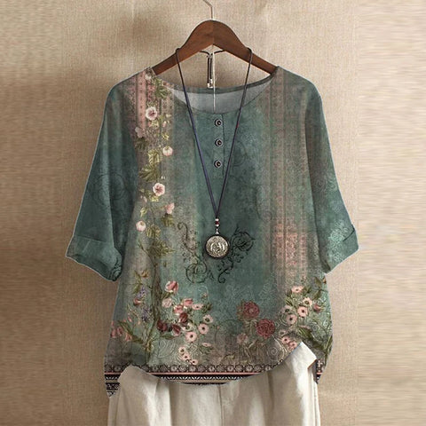 Women's Short Sleeve Blouse Cotton Button Front - 
Fashinoza