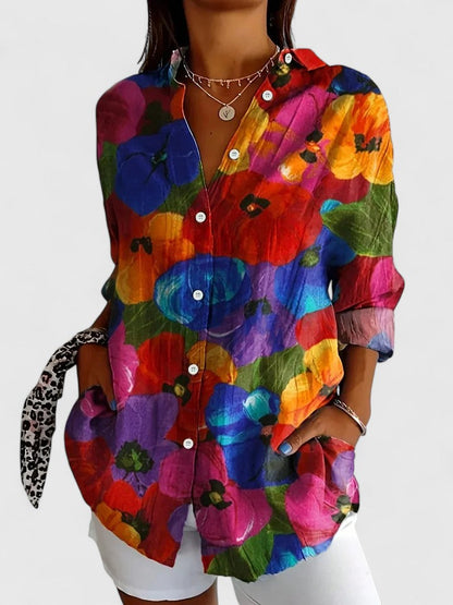 Julia | Womens Colorful Floral Button Shirt