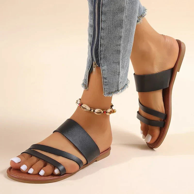 Women's Flat Cushioned Sandals Lilac