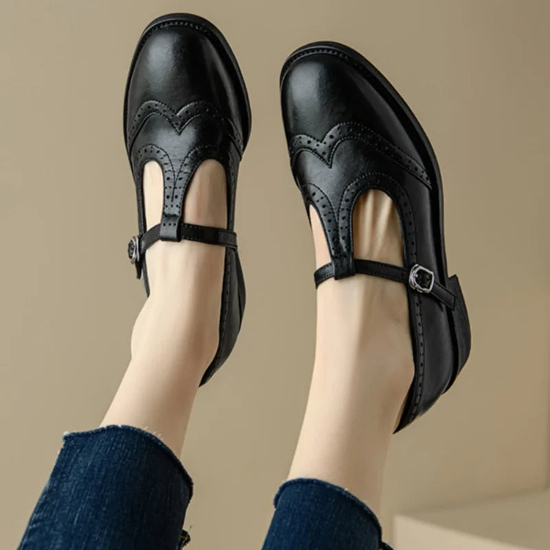 Vivian Women's Mary Jane Shoes Low Block Heel Buckle