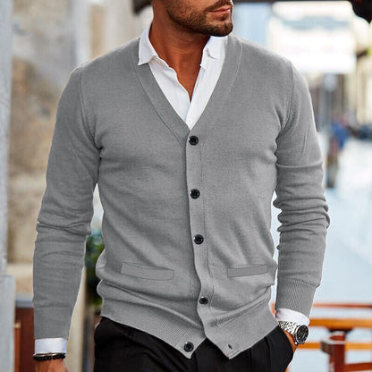 Men's V Neck Button Front Cardigan
