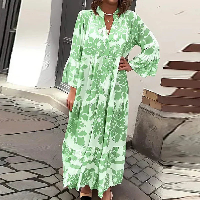 Women's Printed Maxi Dress Flowy Casual