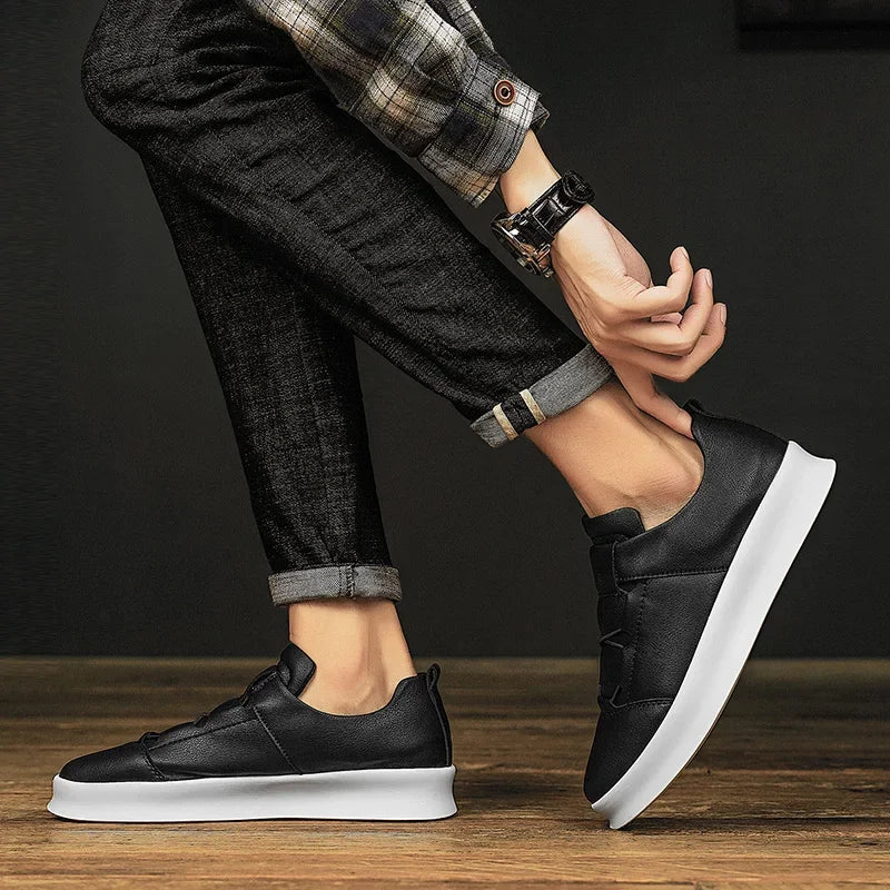 Men's Italian Leather Sneakers Marino - 
Fashinoza