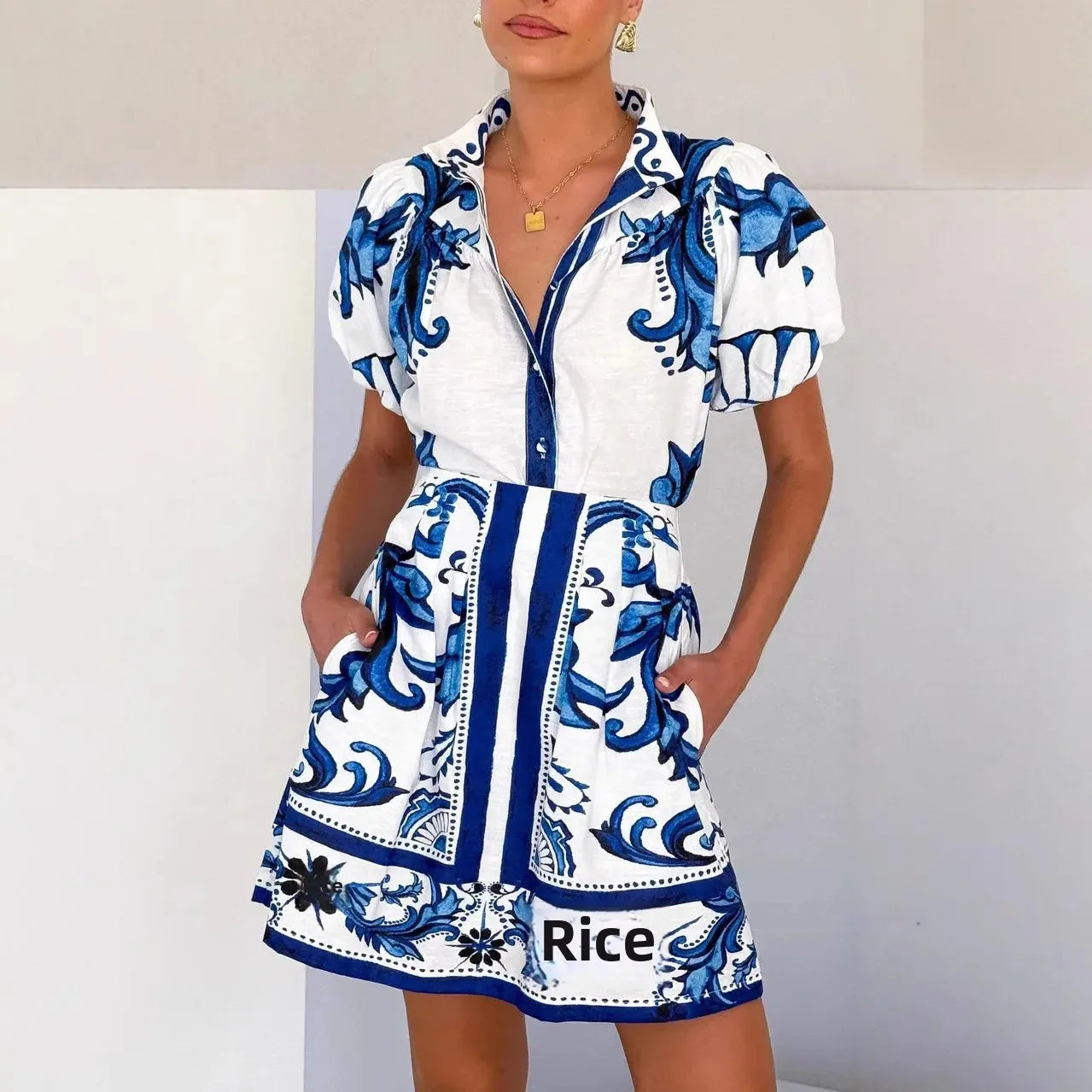 Women's Floral Mini Dress Puff Sleeve