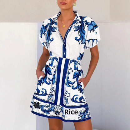 Women's Floral Mini Dress Puff Sleeve