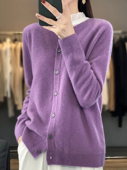 Women's Knitted Cardigan Round Neckline