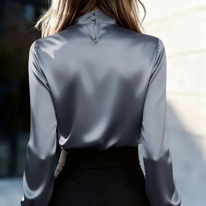 Madona Women's Relaxed Satin Blouse Shirt