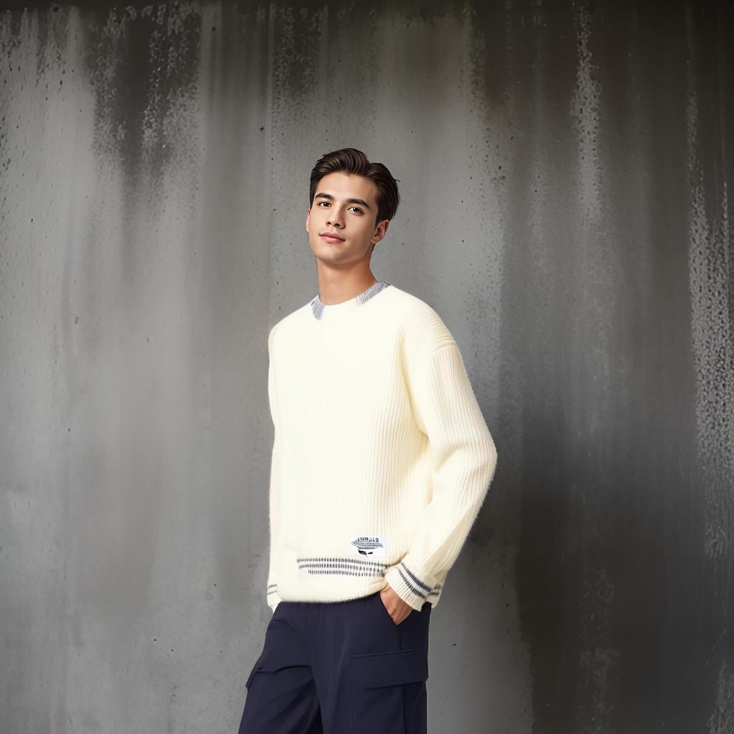 Men’s Ribbed Knit Pullover Sweater