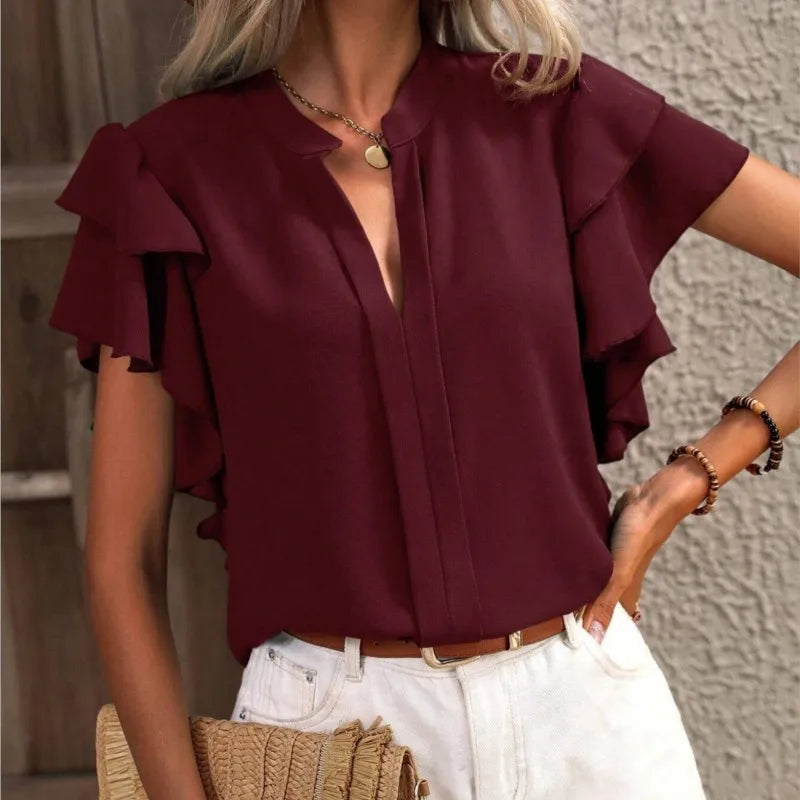 Women's Ruffle Sleeve Blouse Elegant