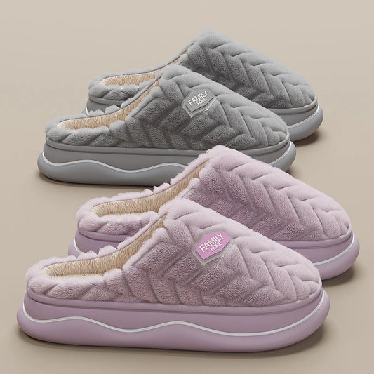 Women's Quilted Slippers Thick Sole Plush Lining - Fashinoza