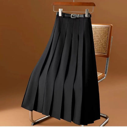 Ava | Women’s Spring Pleated Belted Midi Skirt