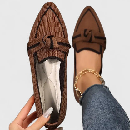 Women's Pointed Toe Slip On Loafers Knot Detail