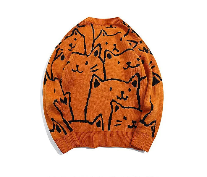 Cat Pattern Knit Sweater