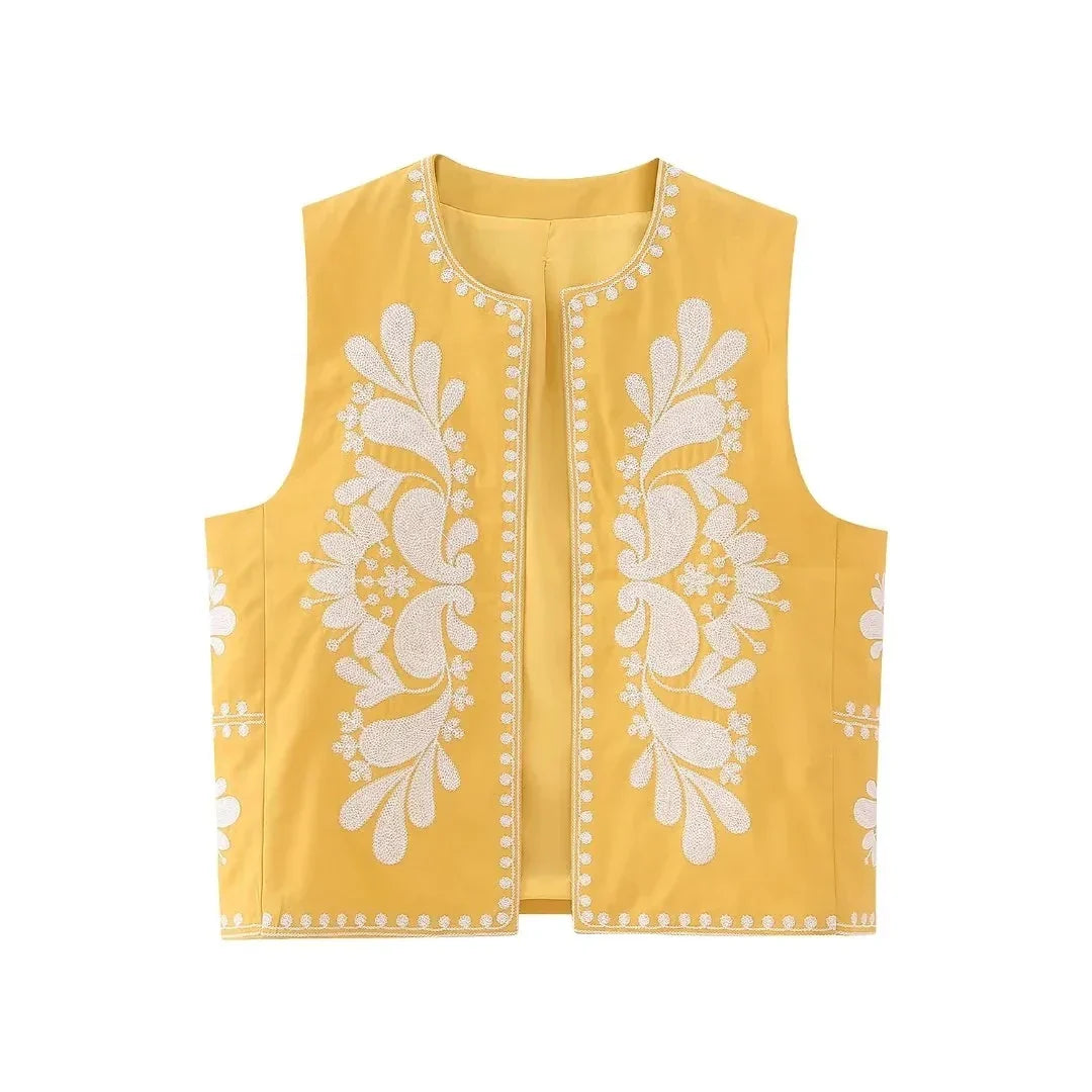 Women's Floral Vest Embroidered Sleeveless