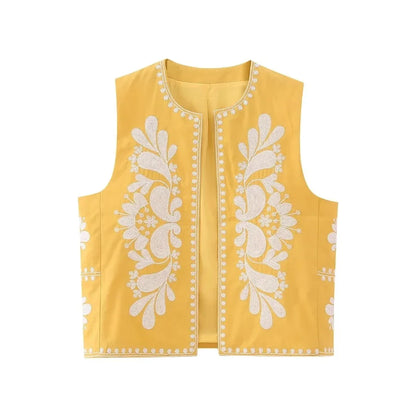 Women's Floral Vest Embroidered Sleeveless