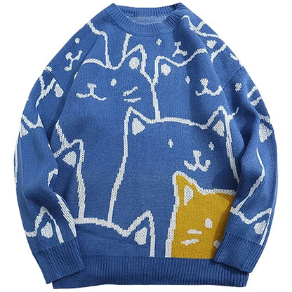 Cat Pattern Knit Sweater