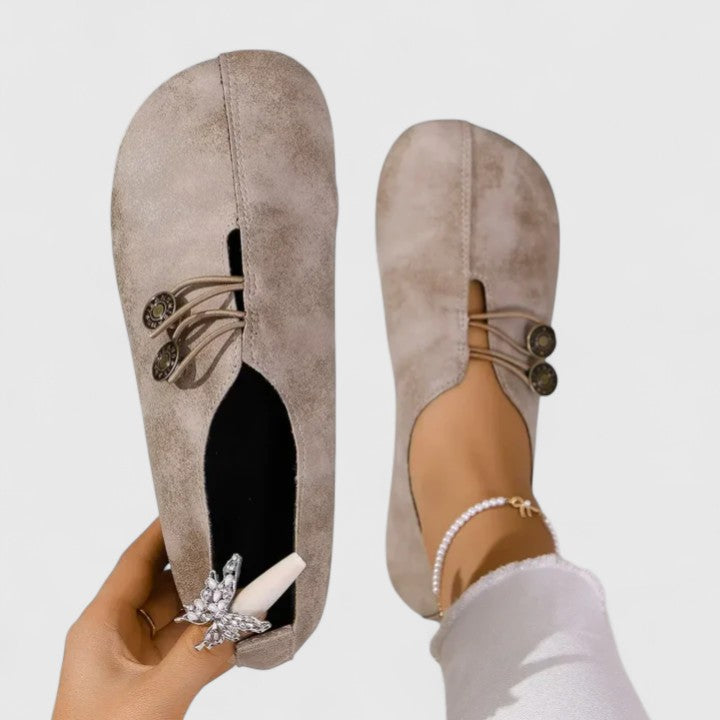 Women's Slip-On Loafers Button Detail