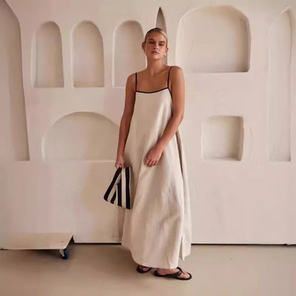 Women’s Contrast Strap Cotton Maxi Dress